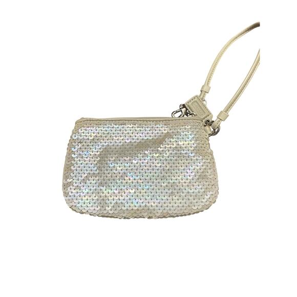 Coach Sequined Cream Wristlet CC Audrey - Picture 2 of 7